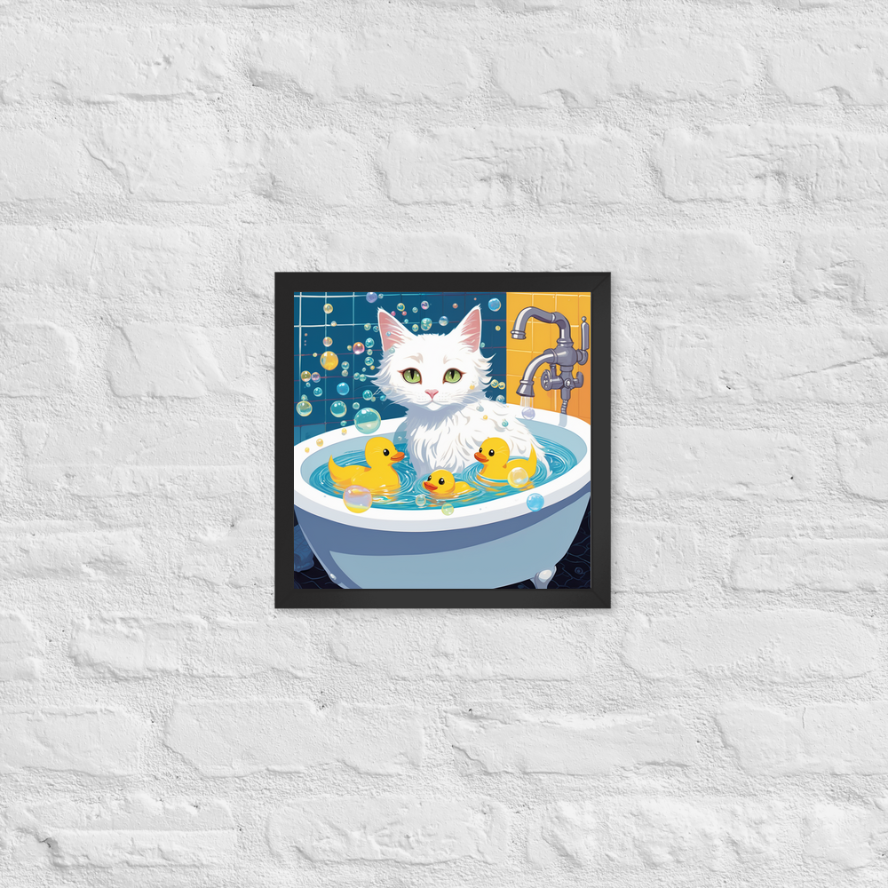 PugMug Custom White Companion Cat Framed Print