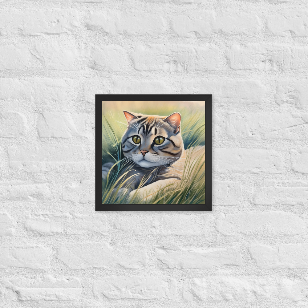PugMug Custom Tabby Scottish Fold Cat Framed Print