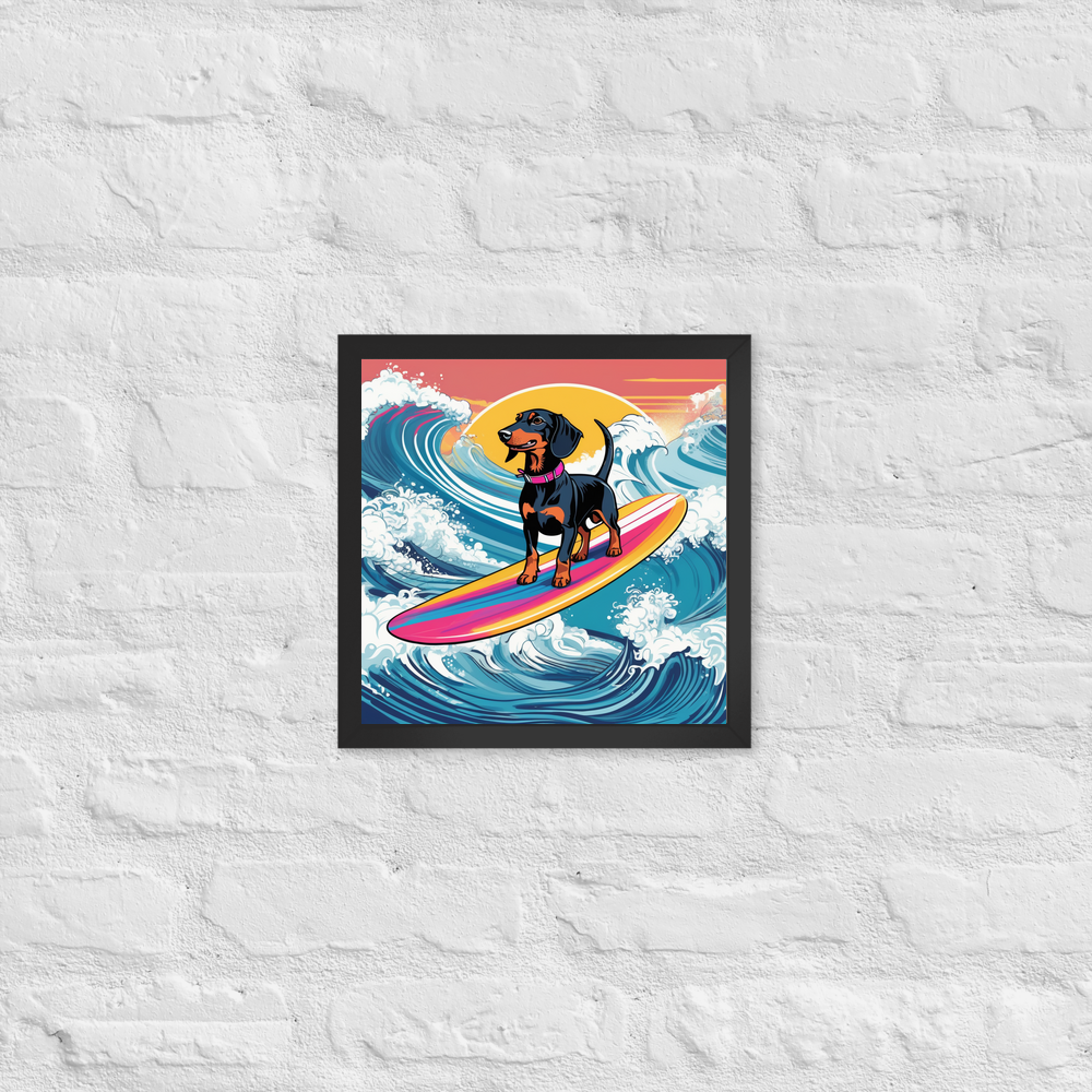 PugMug Custom Black Dachshund Framed Print