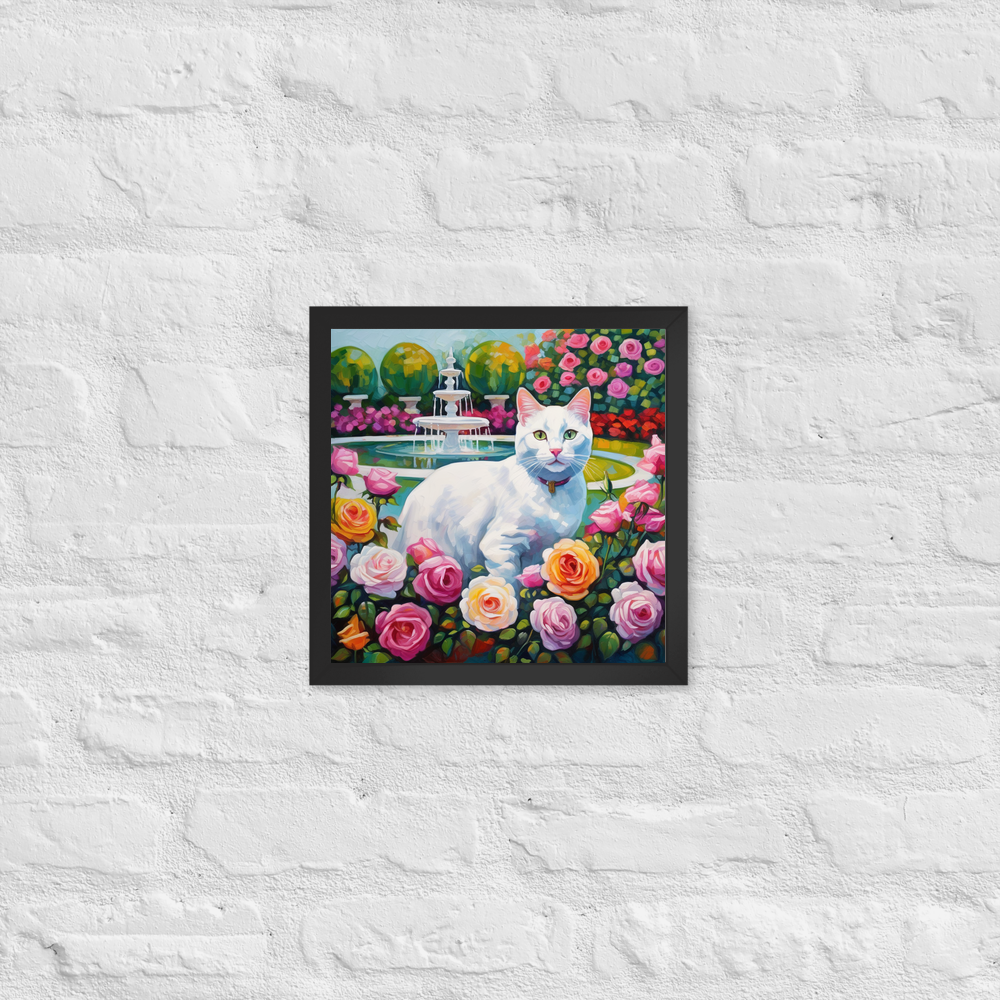 PugMug Custom White Companion Cat Framed Print