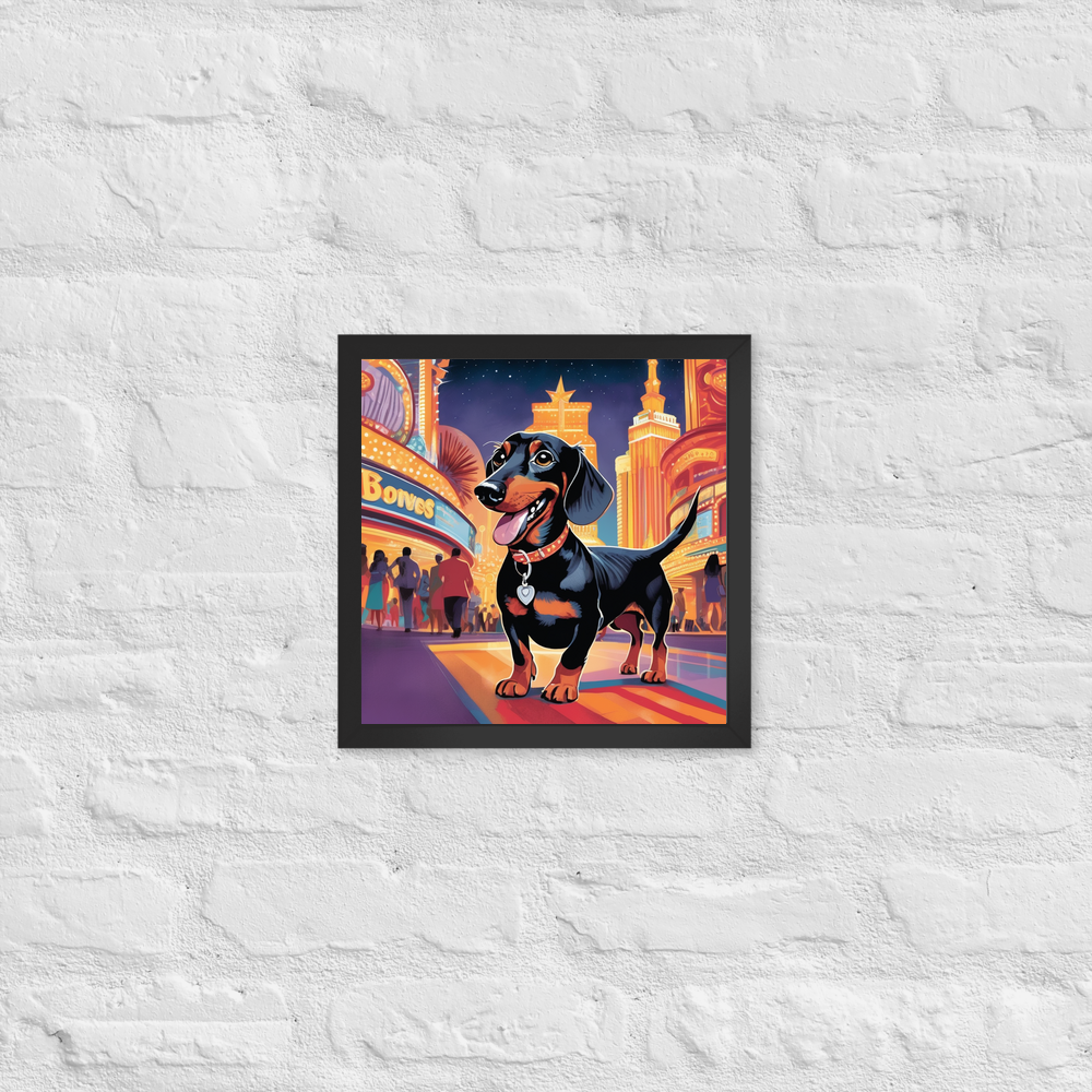 PugMug Custom Black Dachshund Framed Print