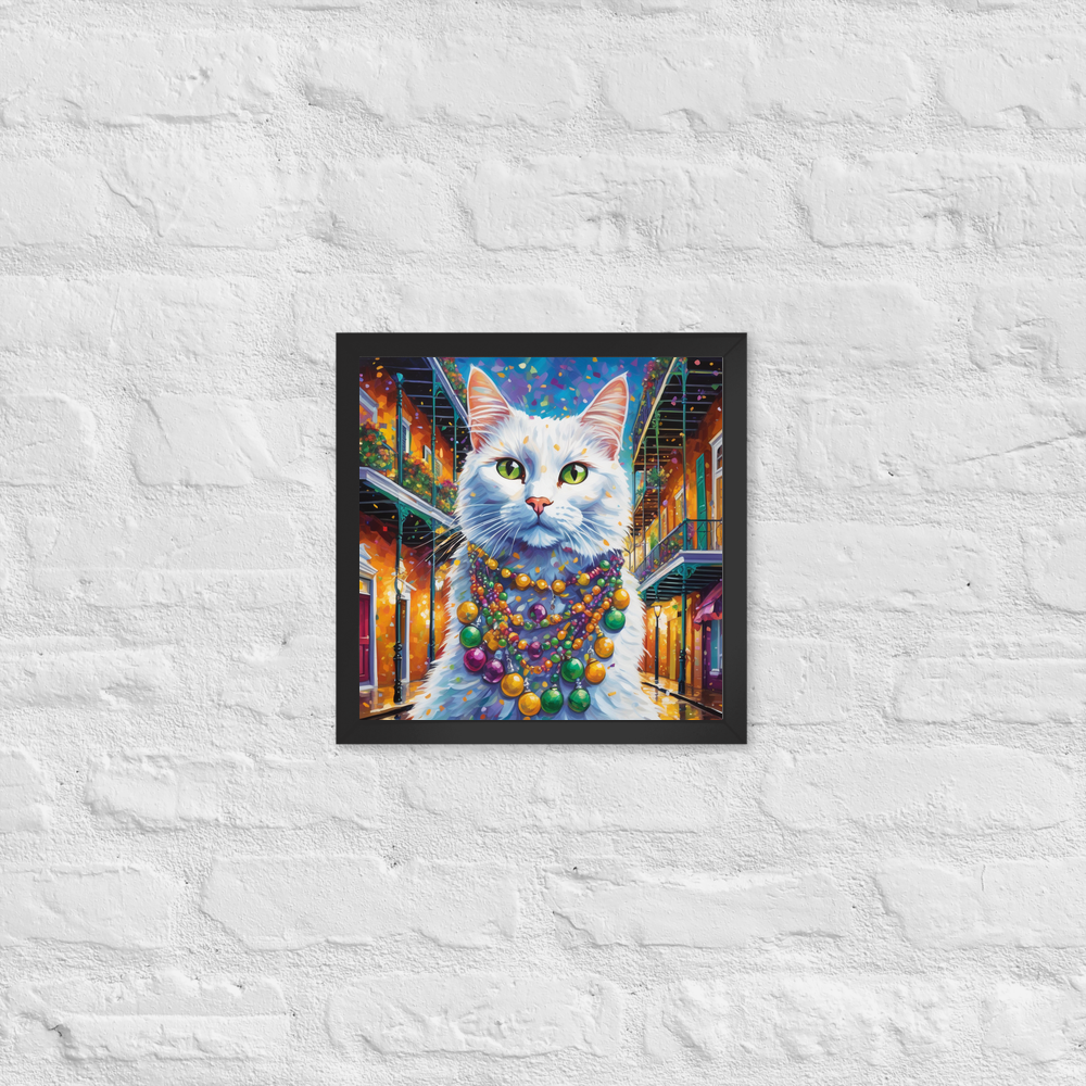 PugMug Custom White Companion Cat Framed Print