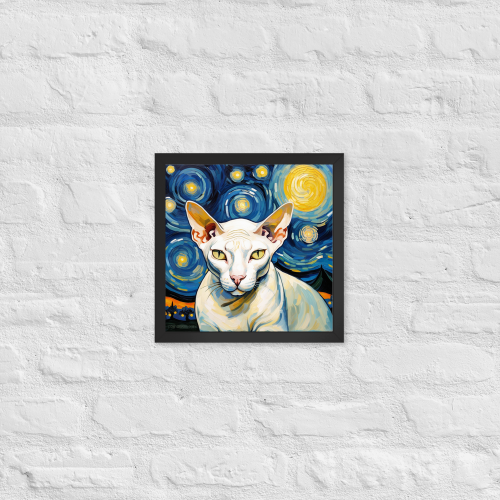PugMug Custom White Sphynx Cat Framed Print