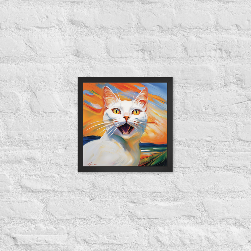 PugMug Custom White Companion Cat Framed Print