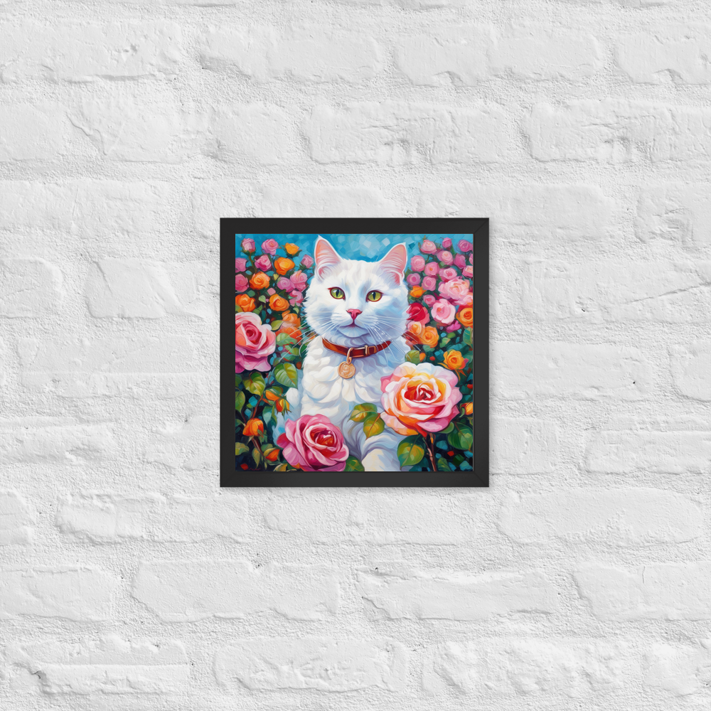 PugMug Custom White Companion Cat Framed Print