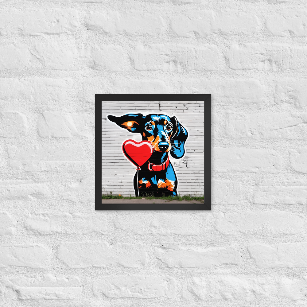PugMug Custom Black Dachshund Framed Print