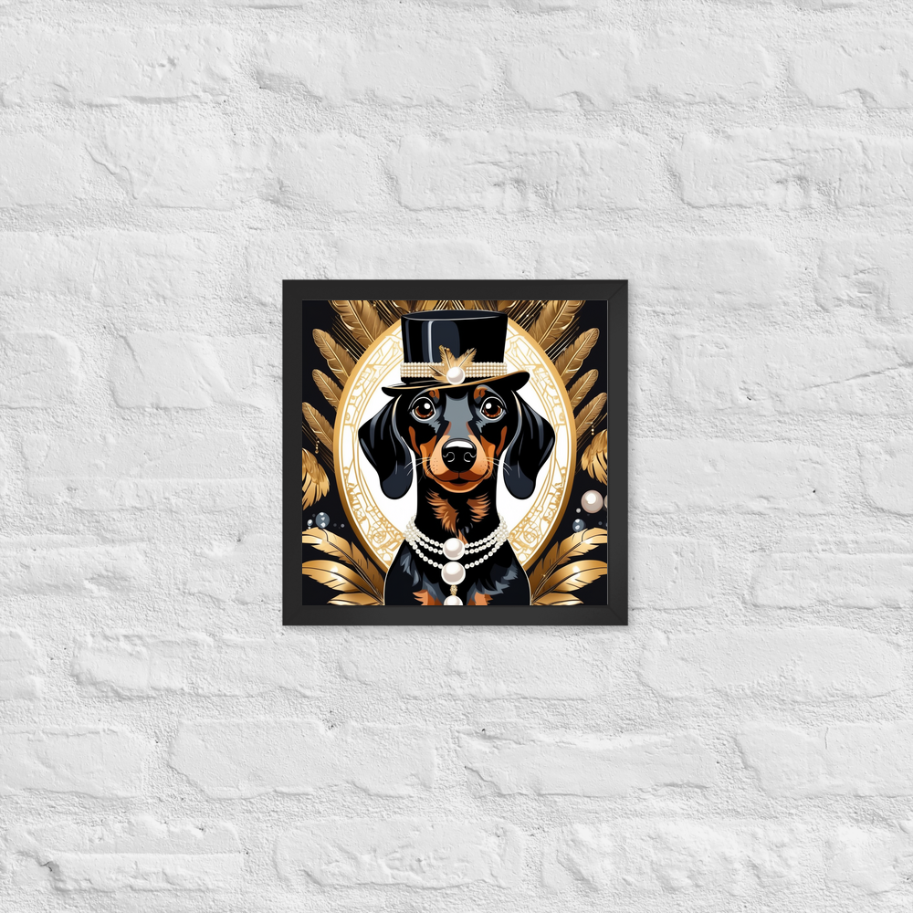 PugMug Custom Black Dachshund Framed Print