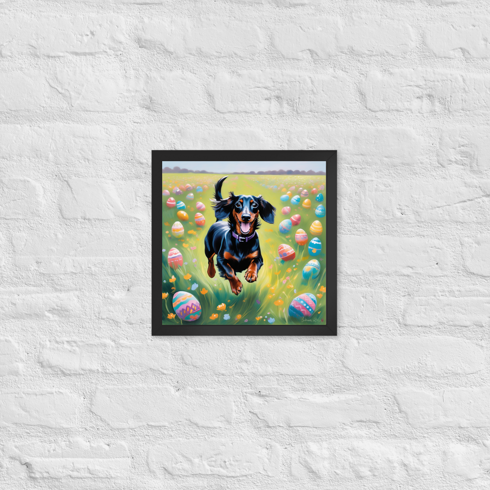 PugMug Custom Black Dachshund Framed Print