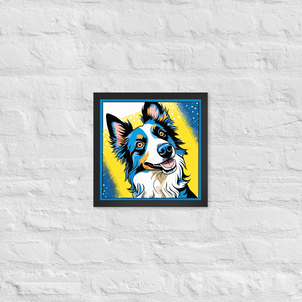PugMug Custom Blue Merle Border Collie Framed Print