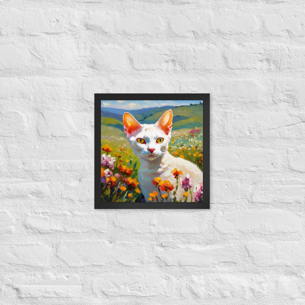 PugMug Custom White Devon Rex Cat Framed Print