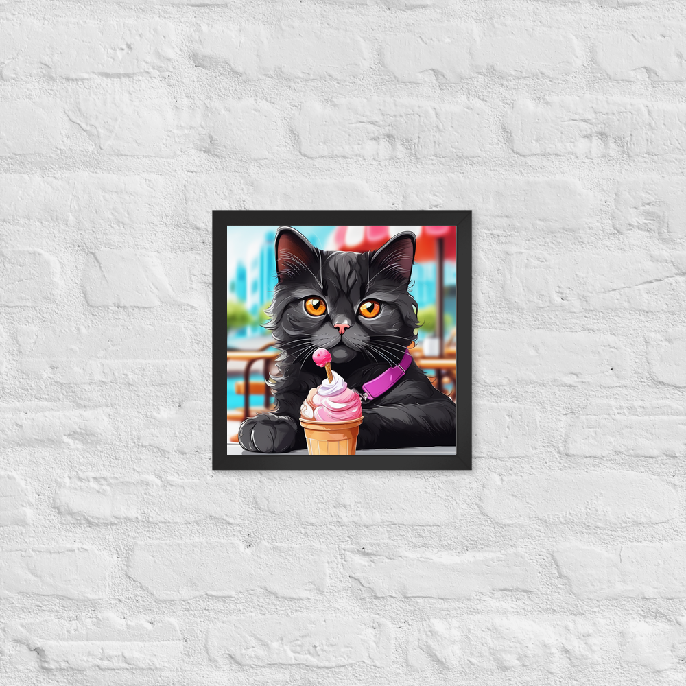 PugMug Custom Black Scottish Fold Cat Framed Print