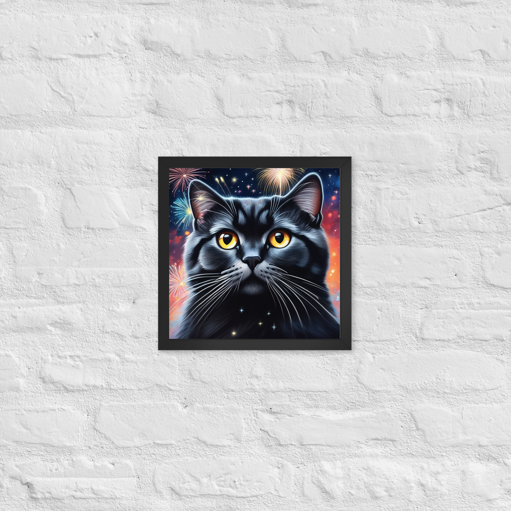 PugMug Custom Black Scottish Fold Cat Framed Print