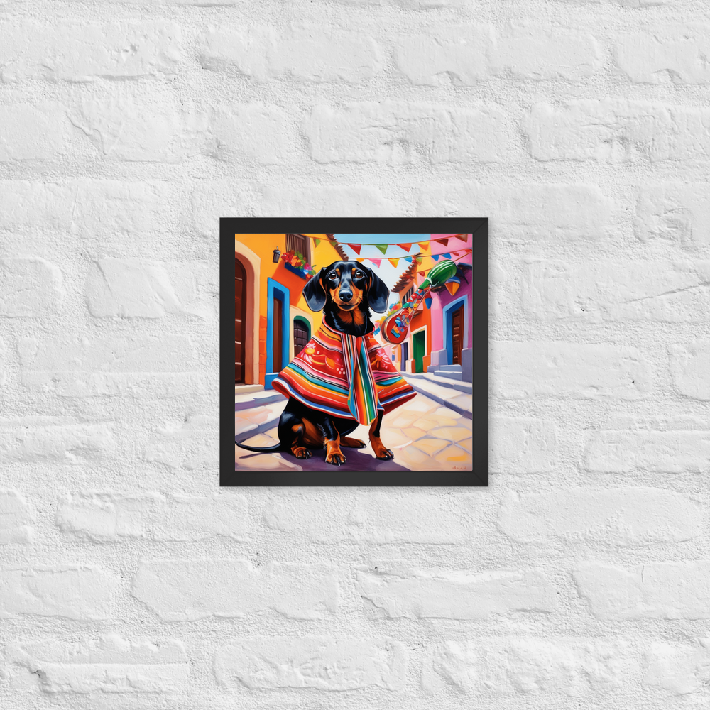 PugMug Custom Black Dachshund Framed Print