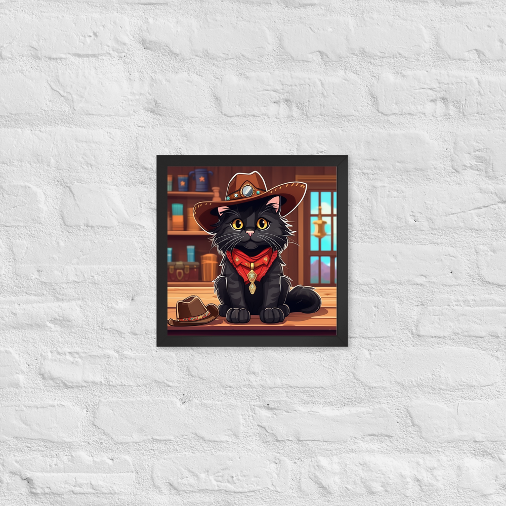 PugMug Custom Black Maine Coon Cat Framed Print