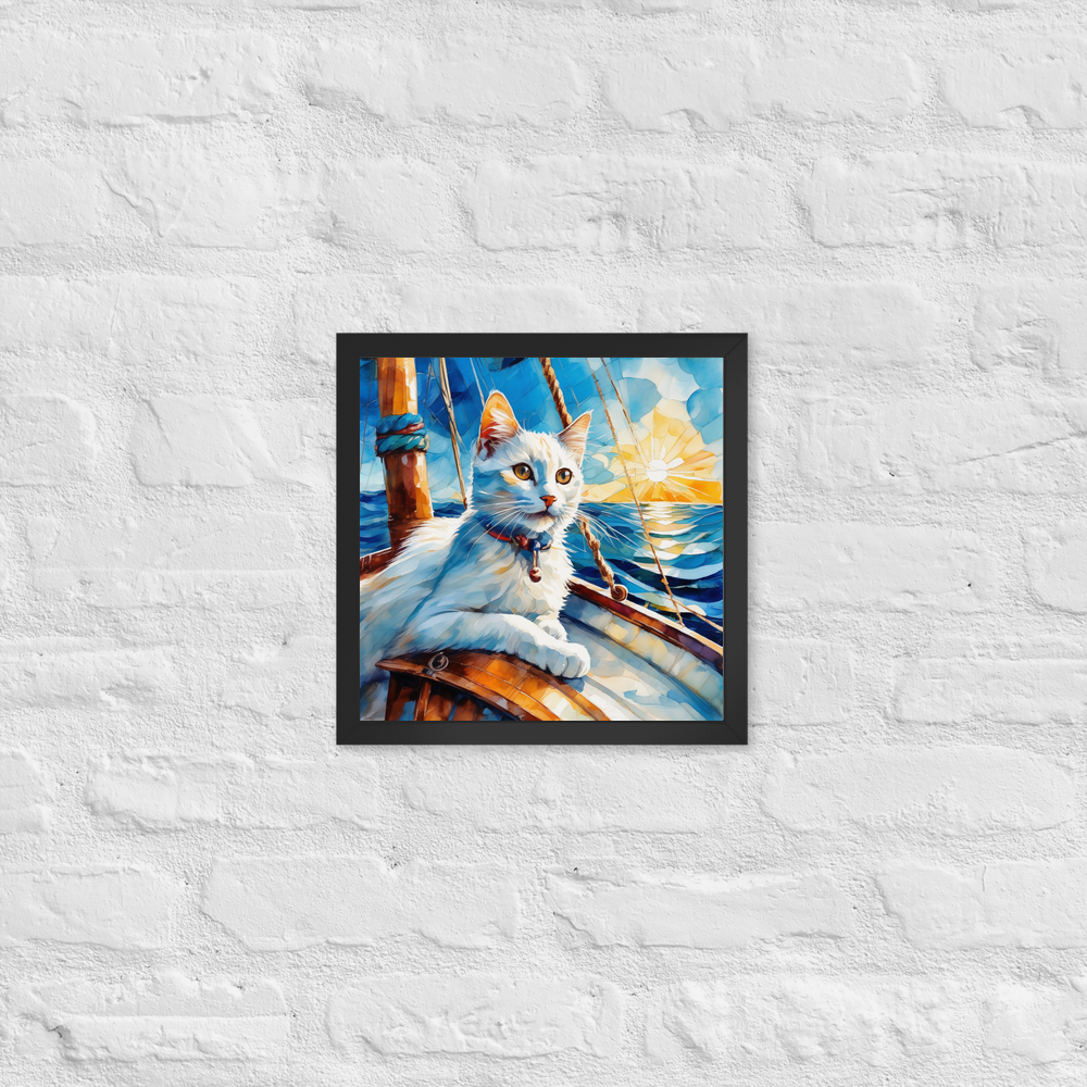 PugMug Custom White Companion Cat Framed Print