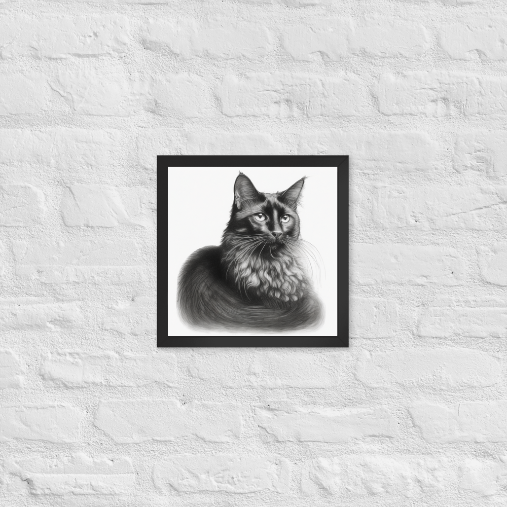 PugMug Custom Black Companion Cat Framed Print