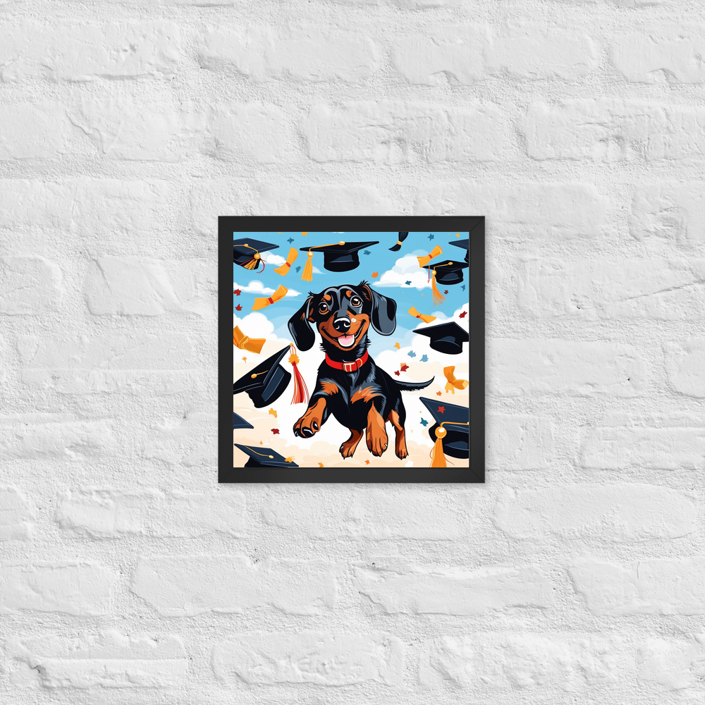 PugMug Custom Black Dachshund Framed Print