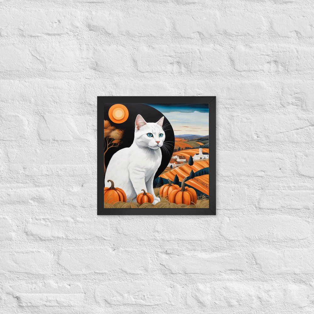 PugMug Custom White Companion Cat Framed Print