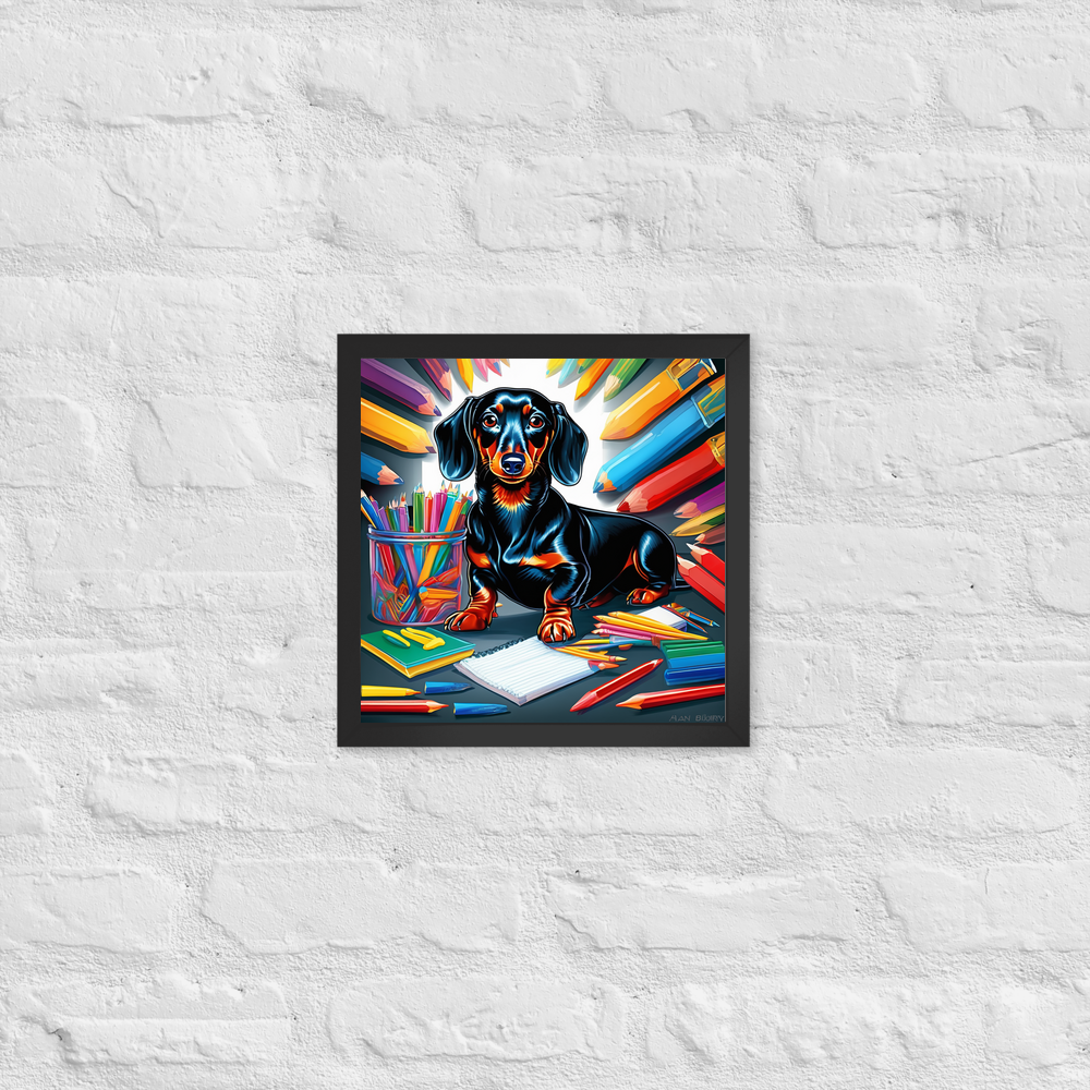 PugMug Custom Black Dachshund Framed Print