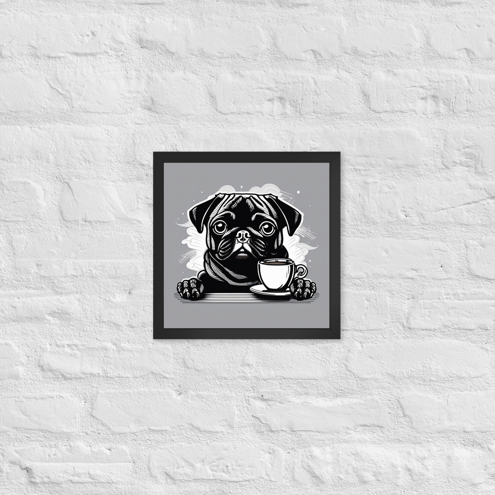 PugMug Custom Black Pug Framed Print