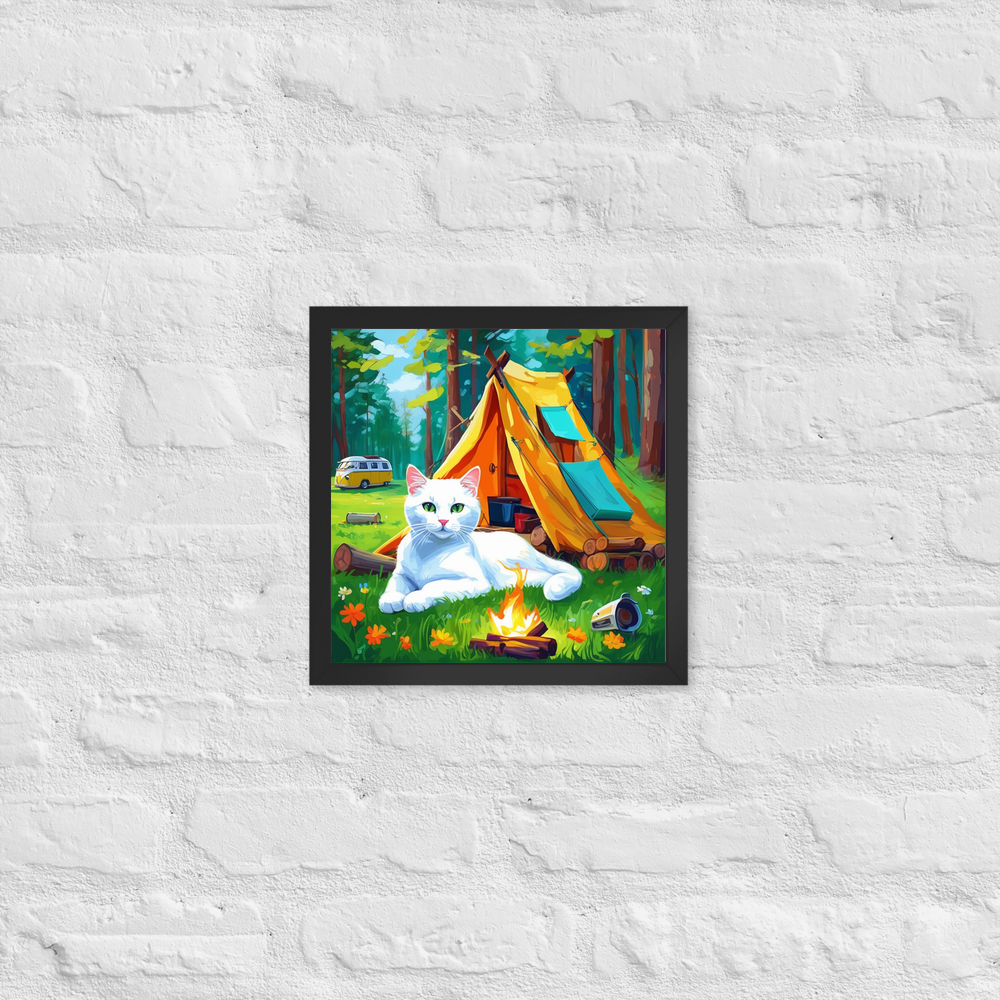 PugMug Custom White Companion Cat Framed Print