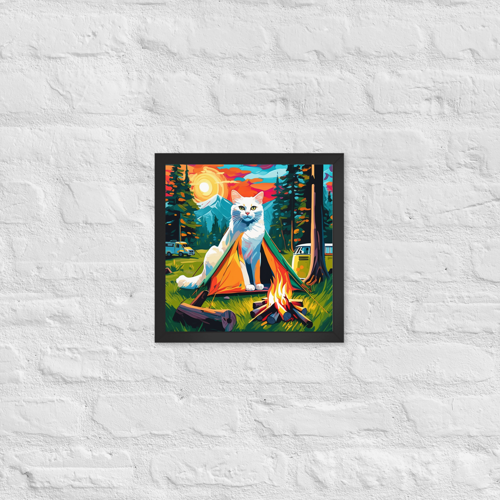 PugMug Custom White Companion Cat Framed Print