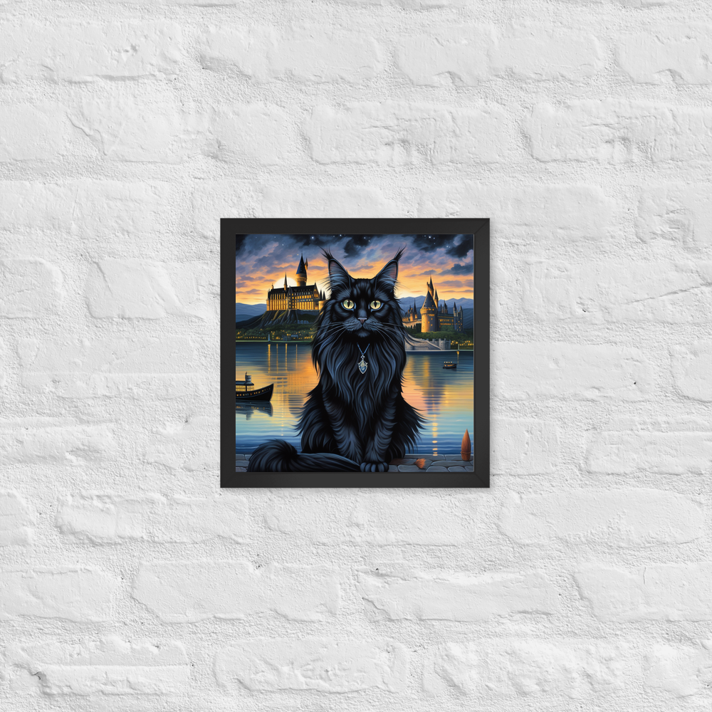 PugMug Custom Black Maine Coon Cat Framed Print