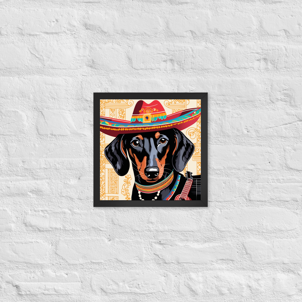 PugMug Custom Black Dachshund Framed Print