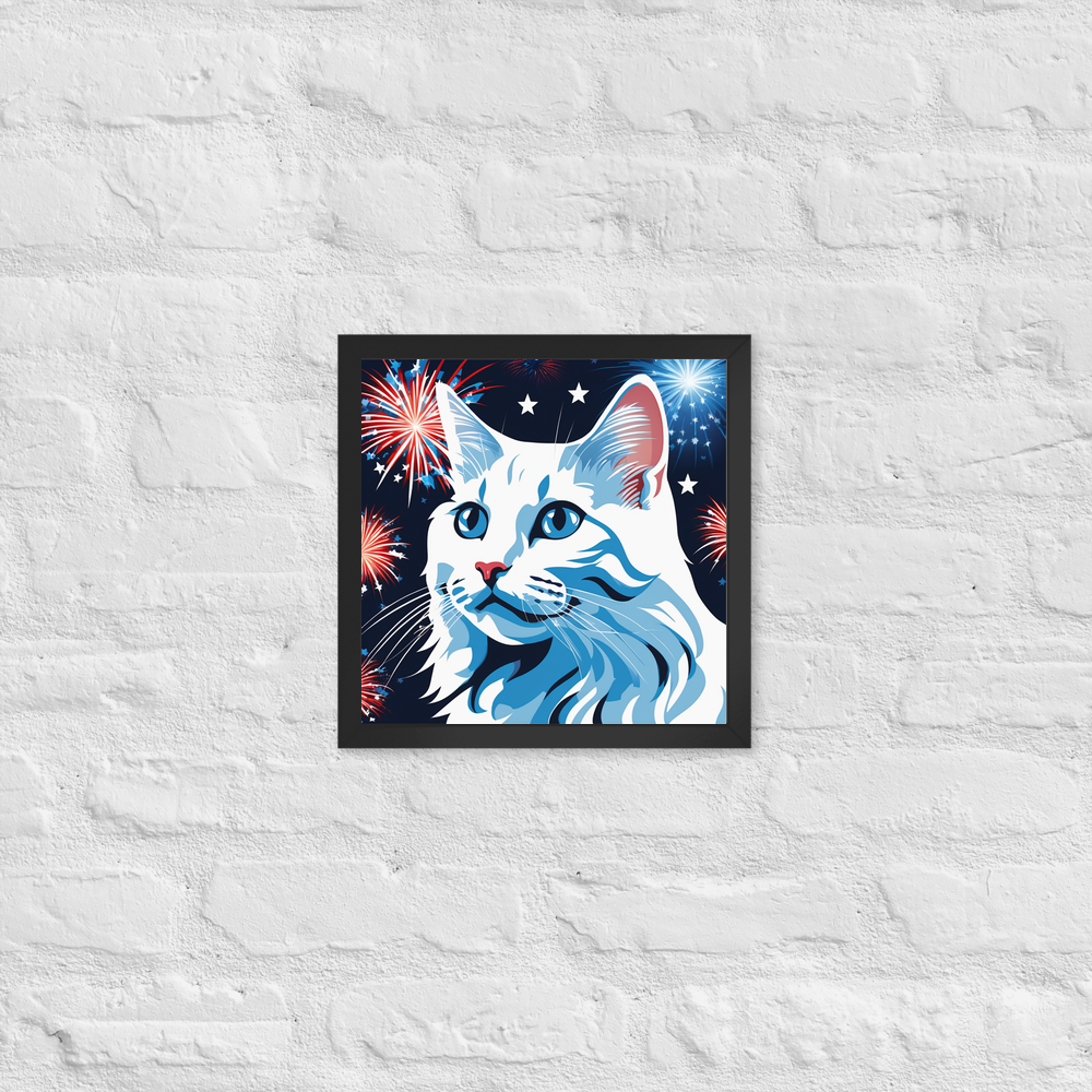PugMug Custom White Companion Cat Framed Print