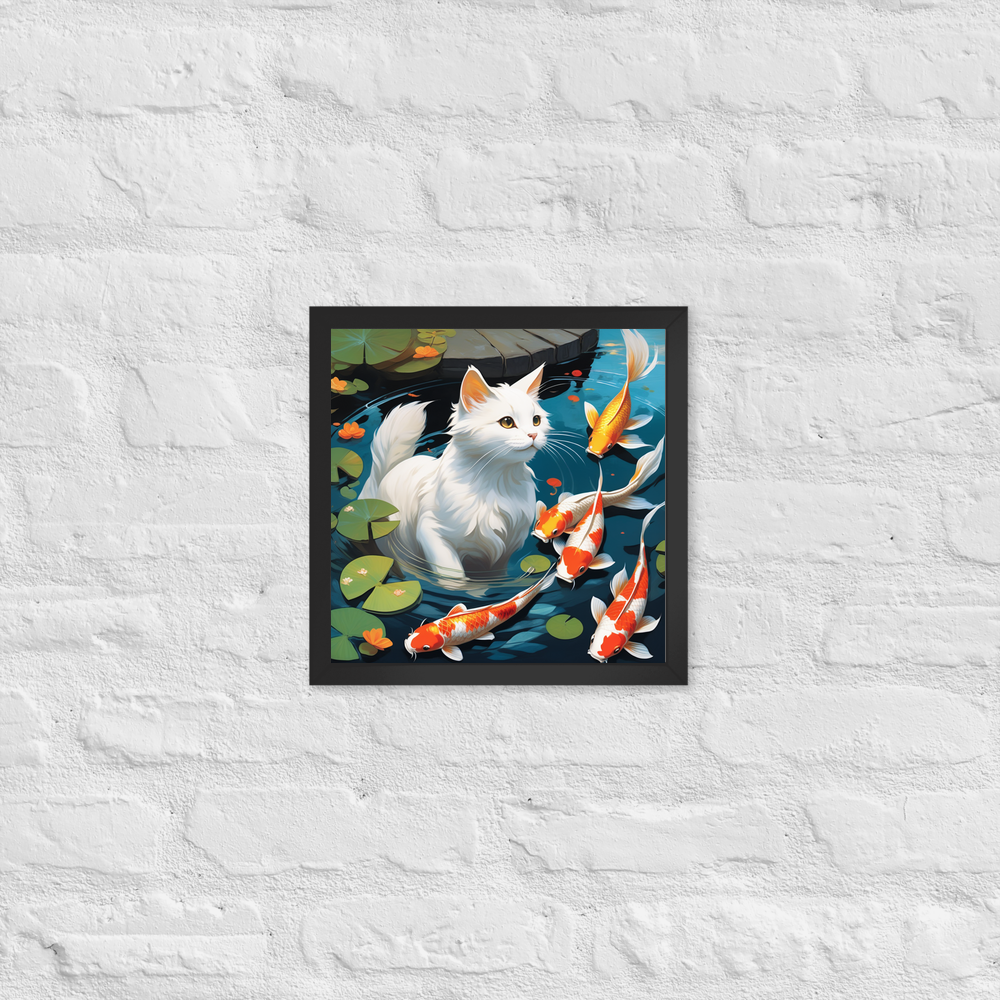 PugMug Custom White Companion Cat Framed Print