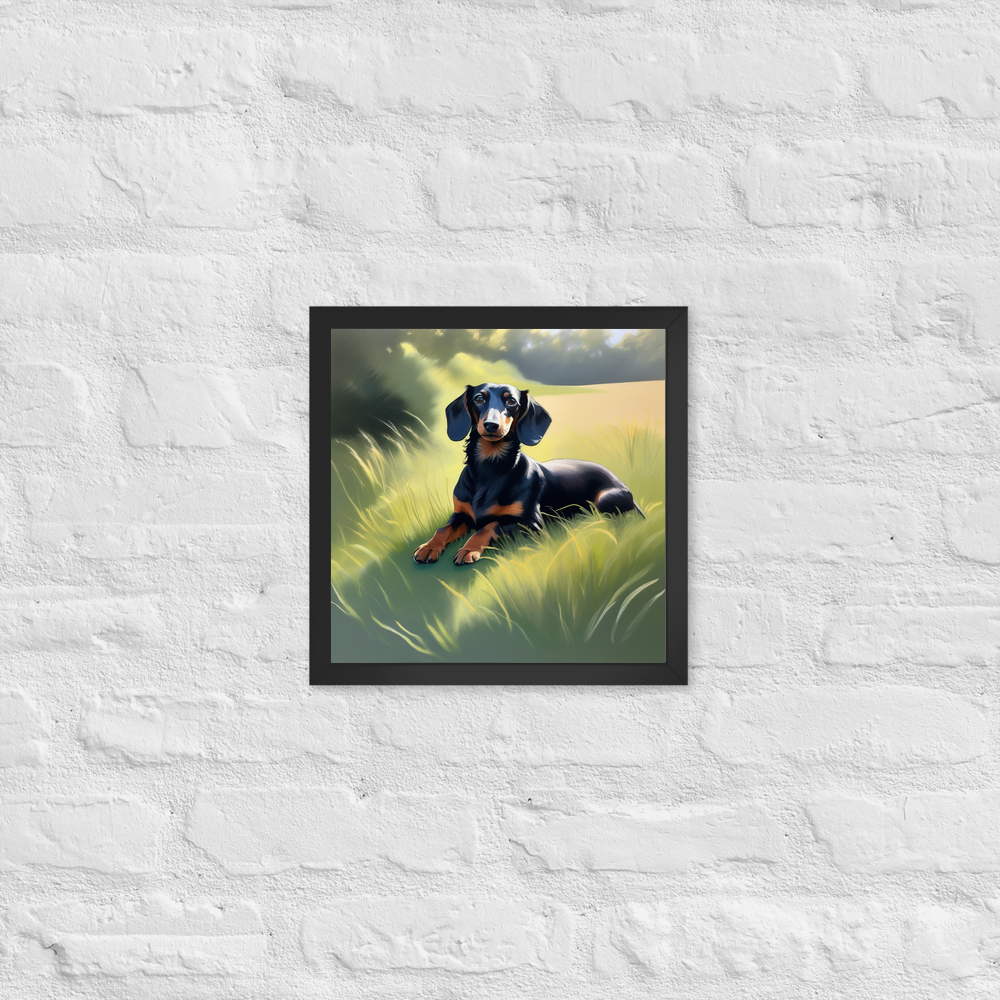 PugMug Custom Black Dachshund Framed Print