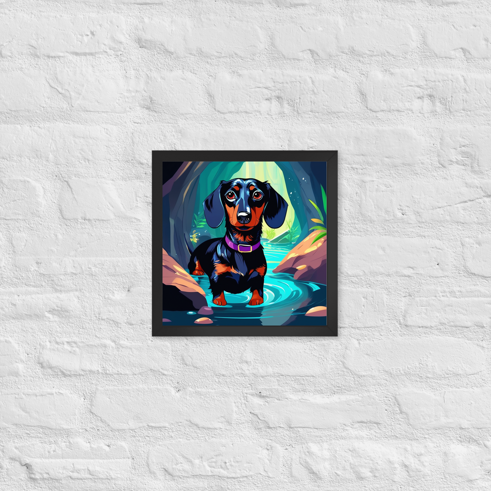 PugMug Custom Black Dachshund Framed Print