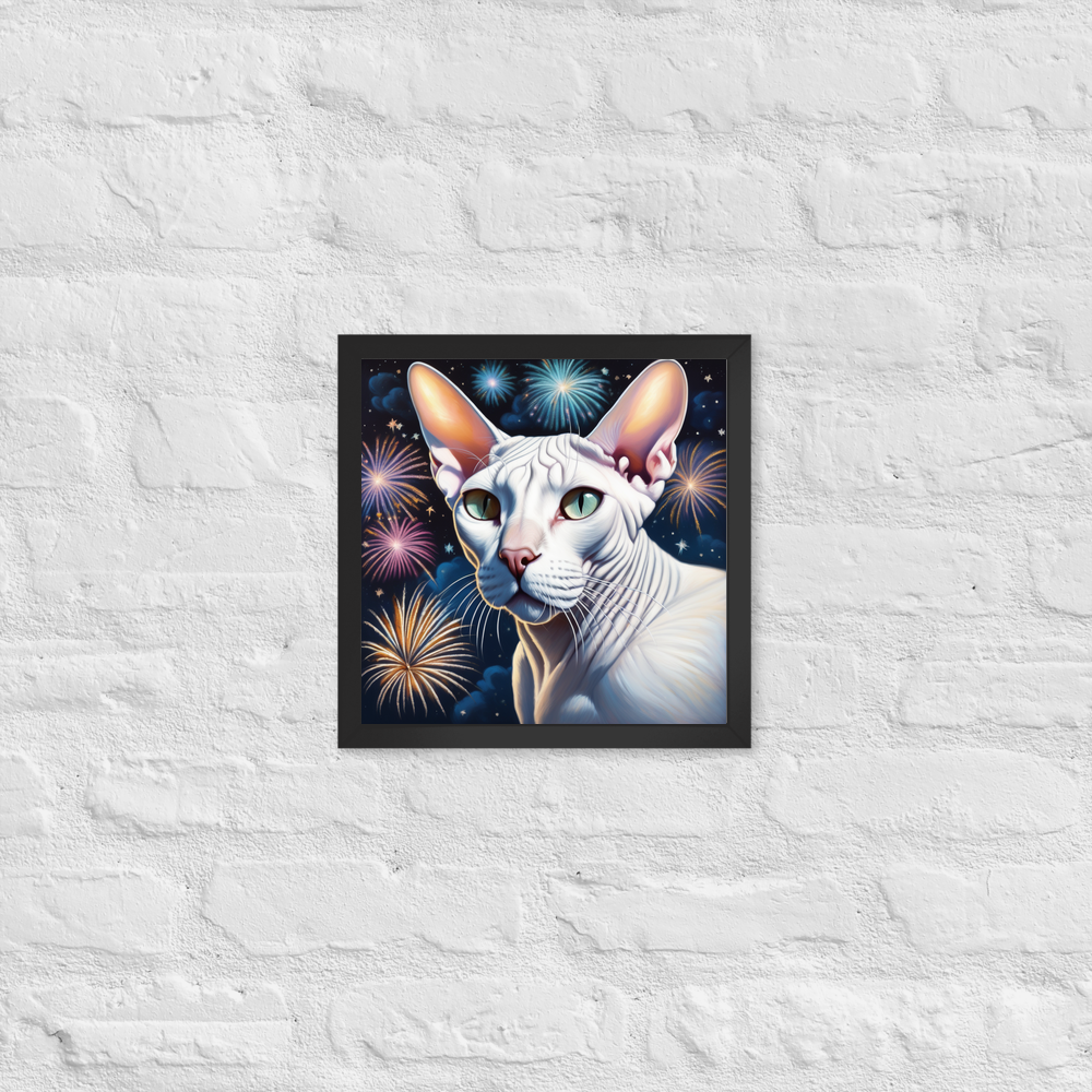 PugMug Custom White Sphynx Cat Framed Print