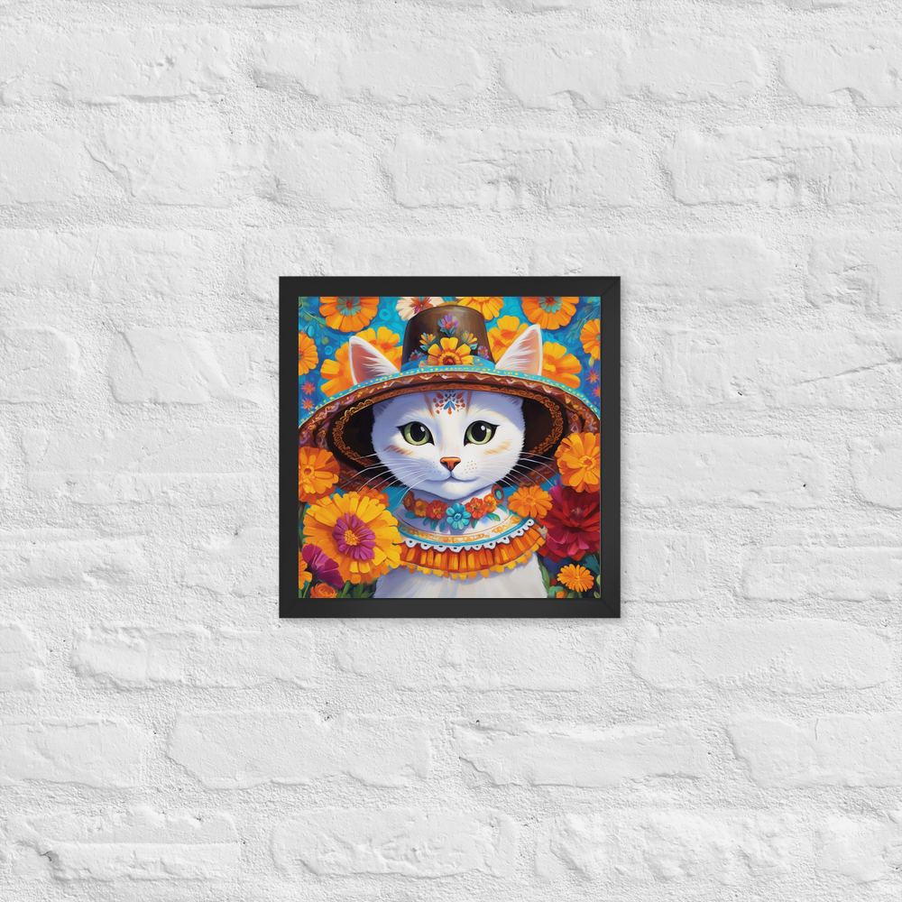 PugMug Custom White Companion Cat Framed Print