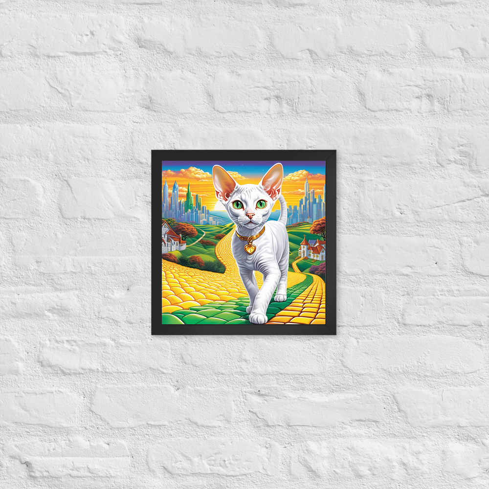 PugMug Custom White Devon Rex Cat Framed Print