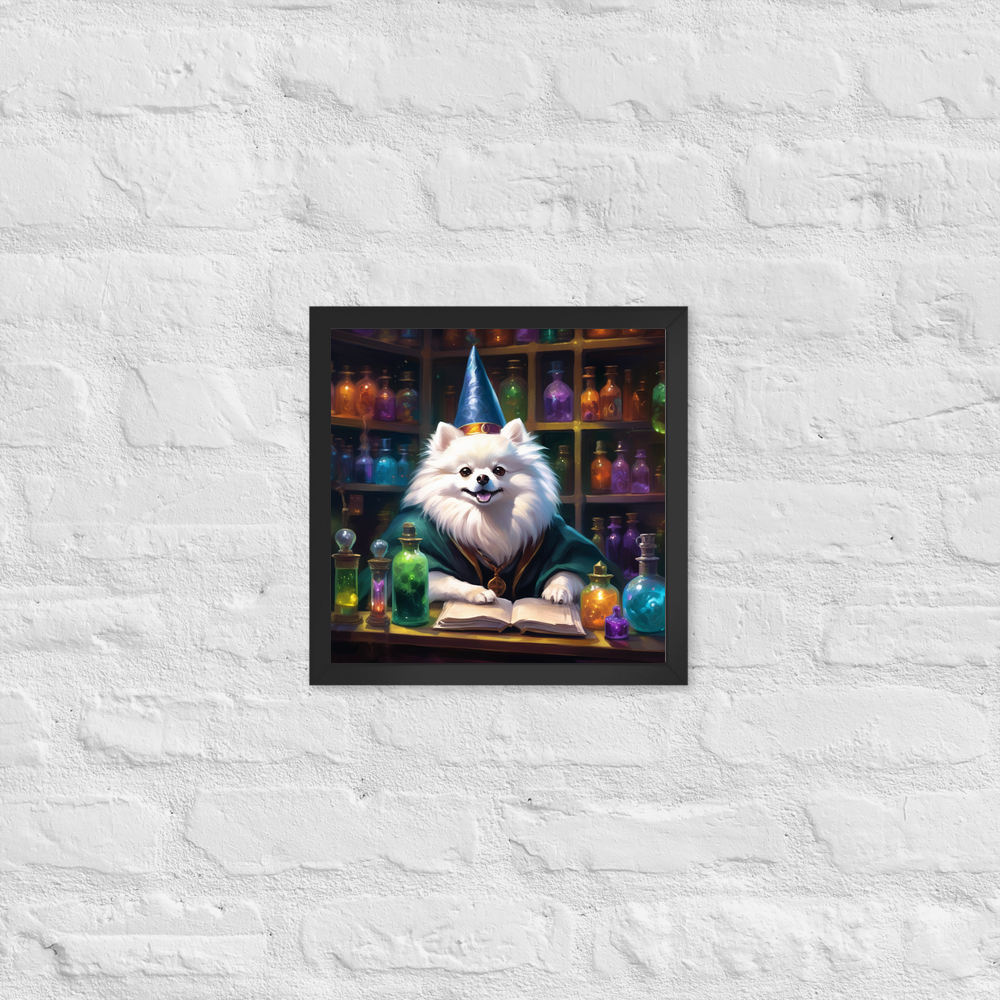 PugMug Custom White Pomeranian Framed Print