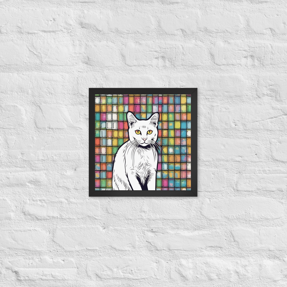 PugMug Custom White Companion Cat Framed Print