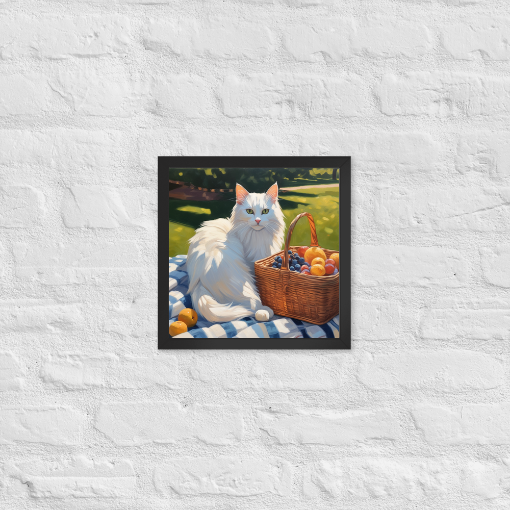 PugMug Custom White Companion Cat Framed Print