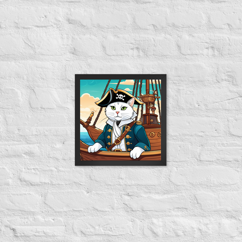 PugMug Custom White Companion Cat Framed Print