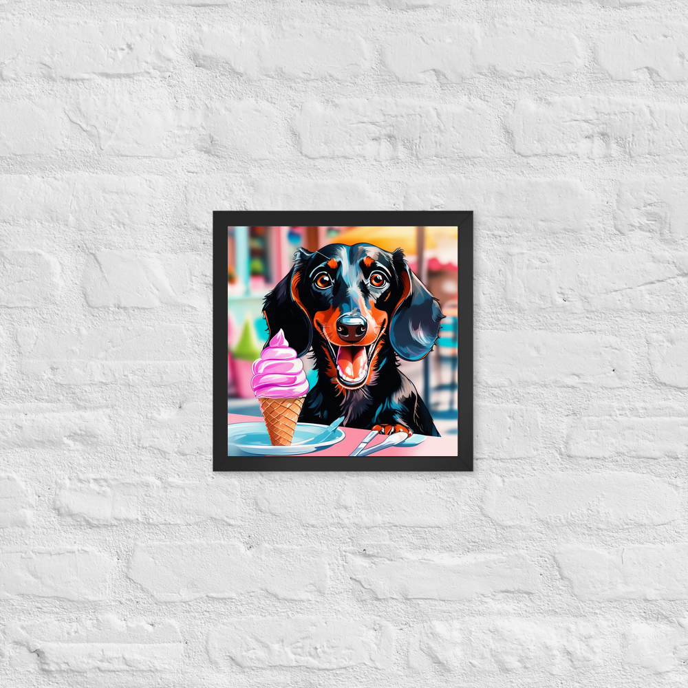 PugMug Custom Black Dachshund Framed Print