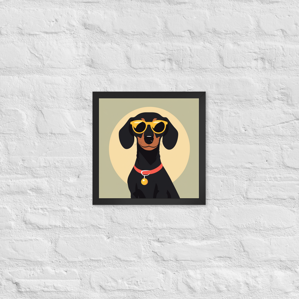 PugMug Custom Black Dachshund Framed Print