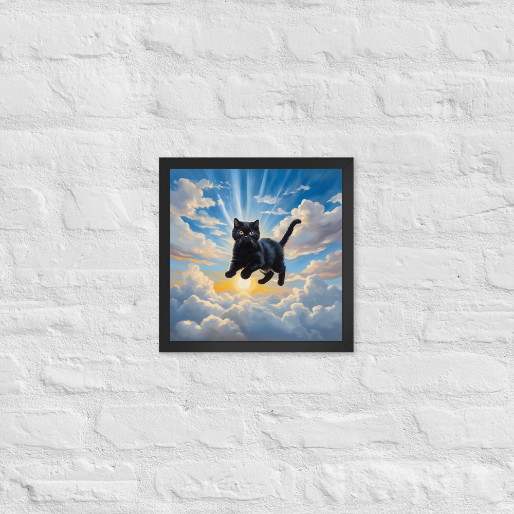 PugMug Custom Black Scottish Fold Cat Framed Print