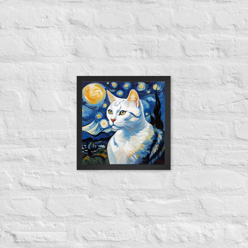 PugMug Custom White American Shorthair Cat Framed Print