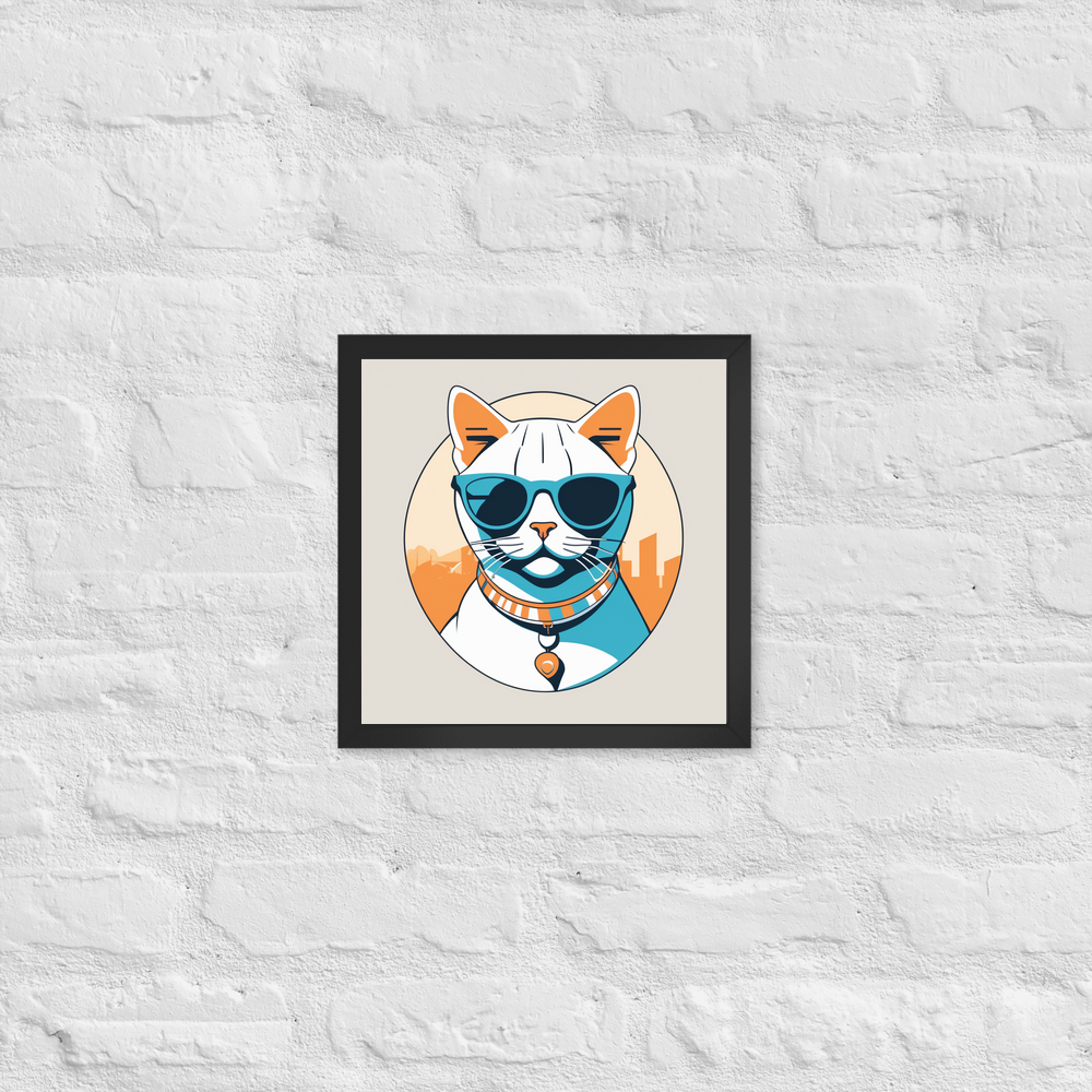 PugMug Custom White American Shorthair Cat Framed Print