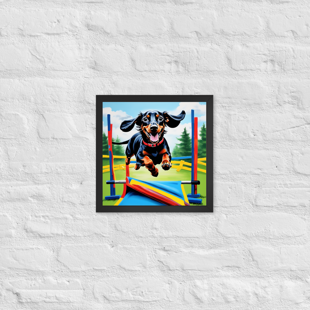 PugMug Custom Black Dachshund Framed Print