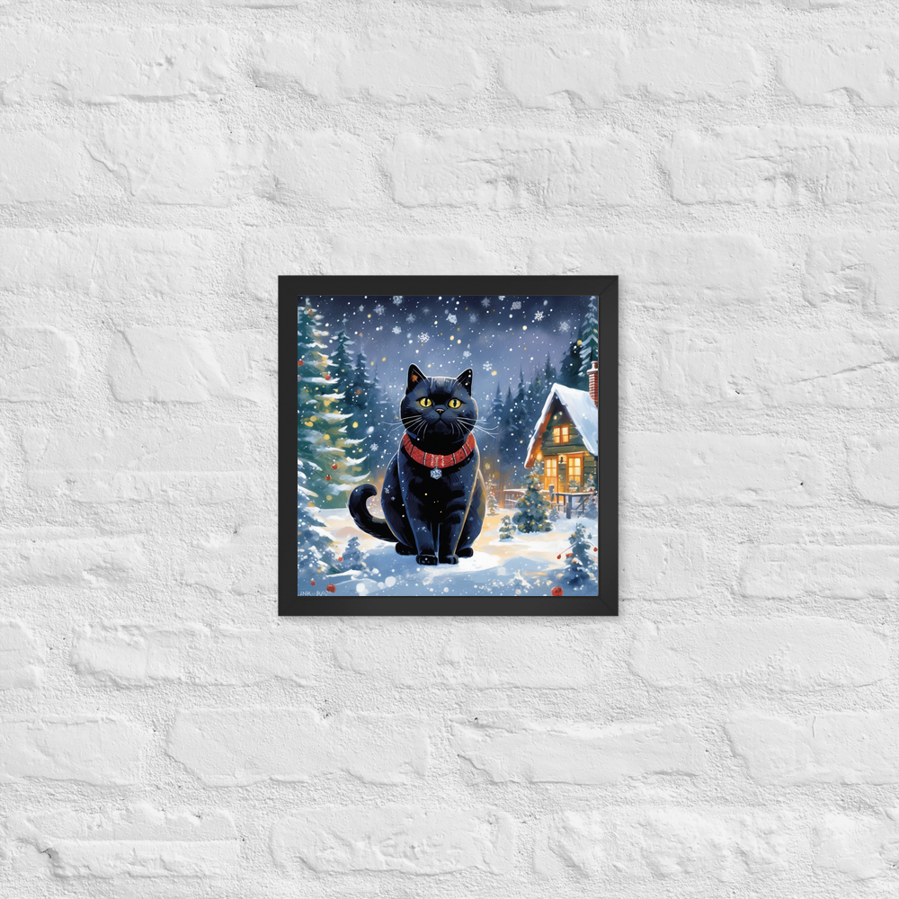 PugMug Custom Black British Shorthair Cat Framed Print