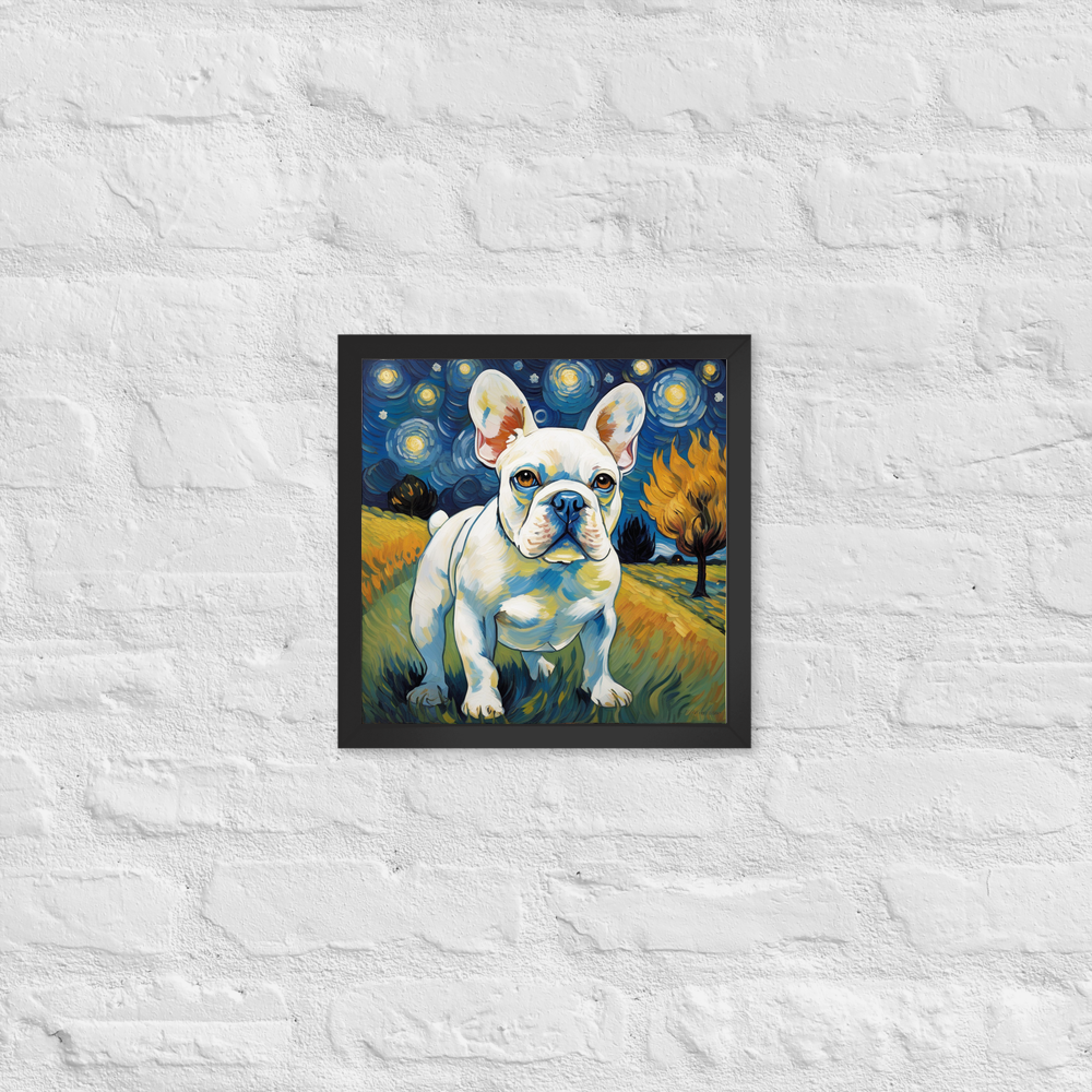 PugMug Custom White French Bulldog Framed Print