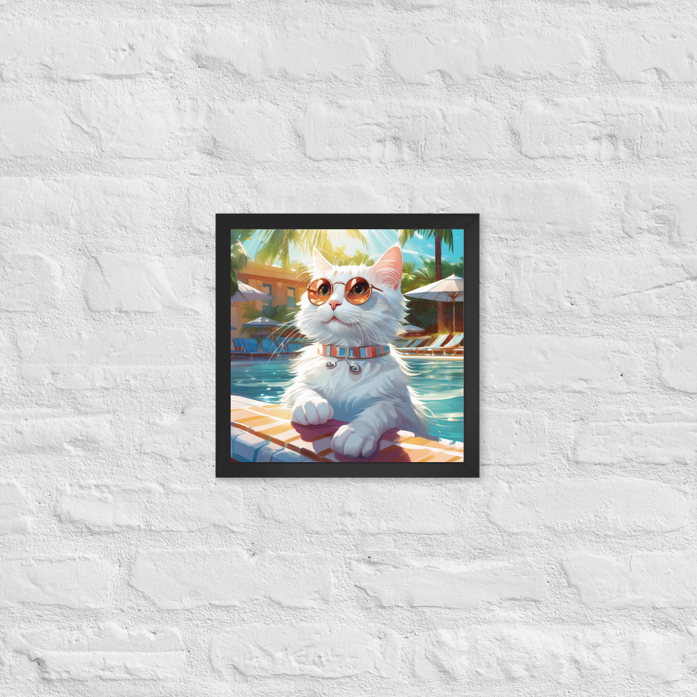 PugMug Custom White Companion Cat Framed Print
