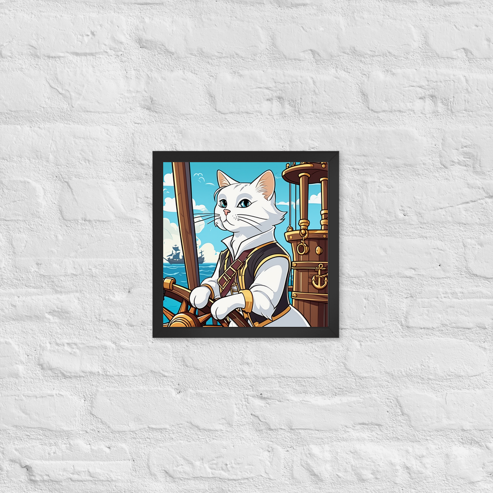 PugMug Custom White Companion Cat Framed Print