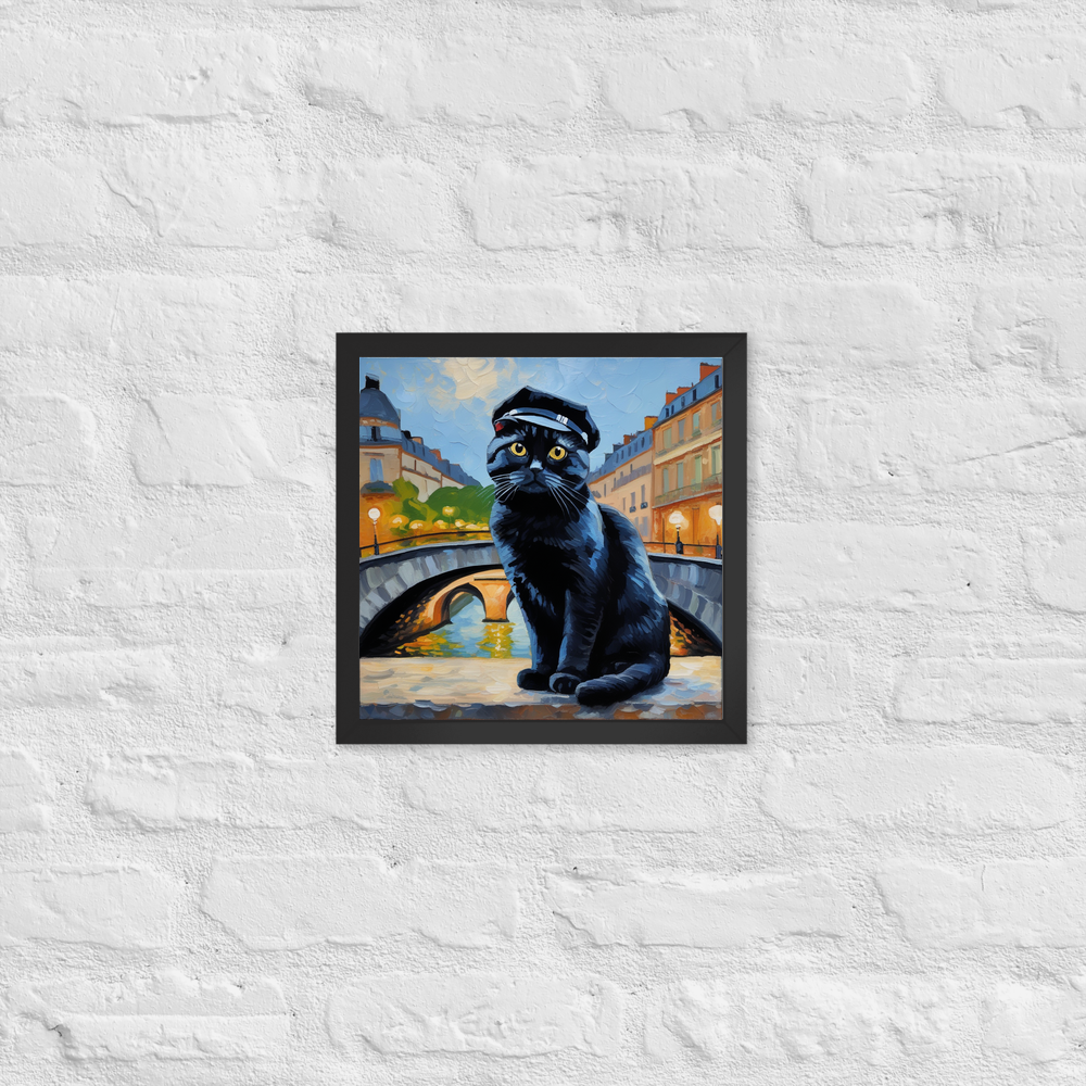 PugMug Custom Black Scottish Fold Cat Framed Print